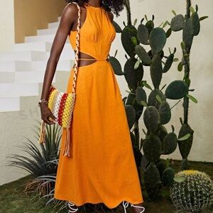 Orange linen dress